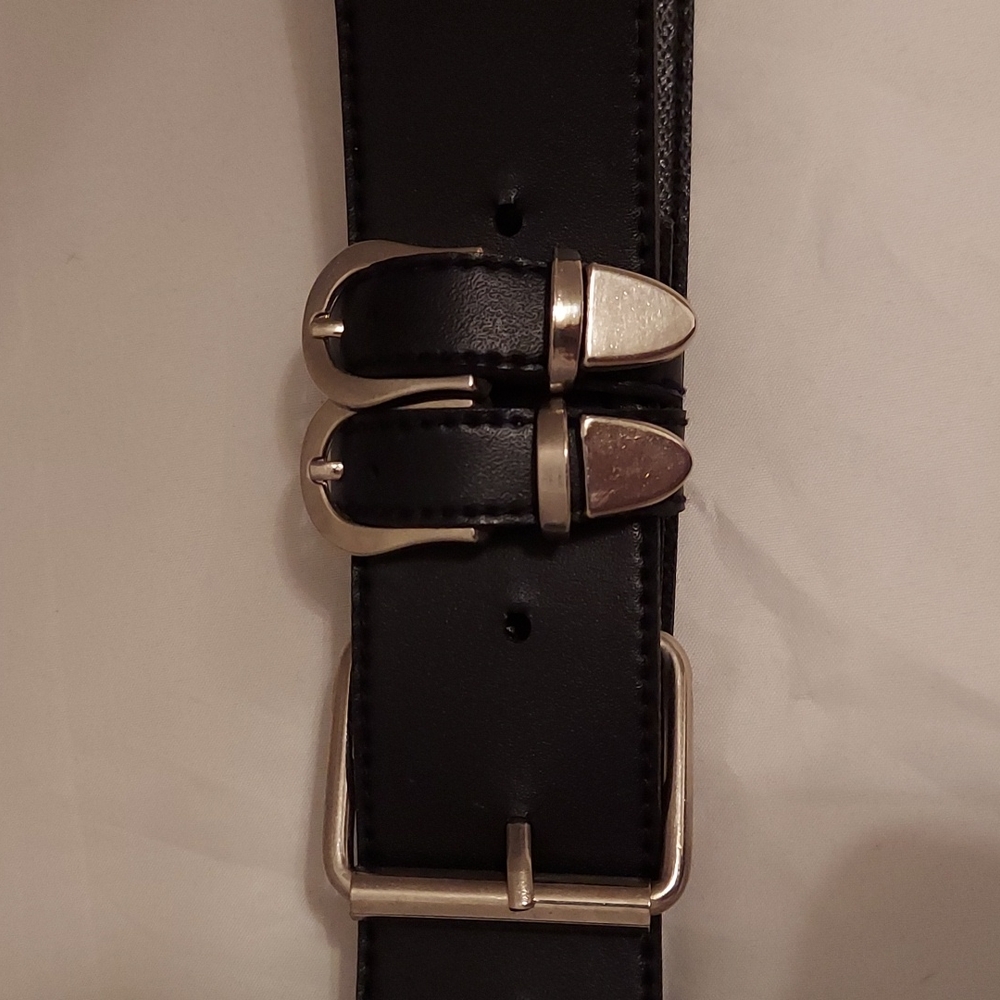 Vtg 80's Black 1.5" Belt